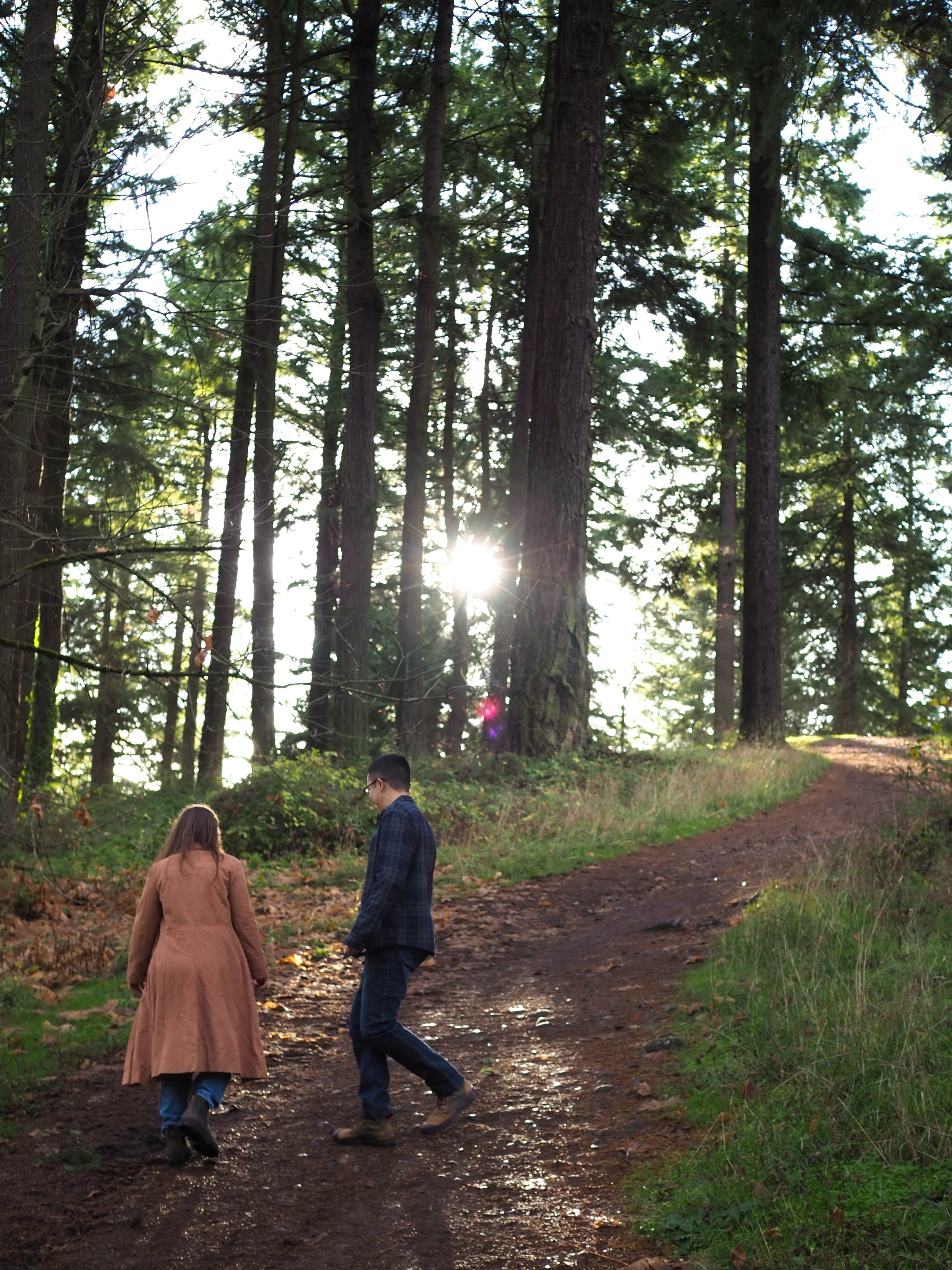 Kaitlin and David walking together during their engagement session