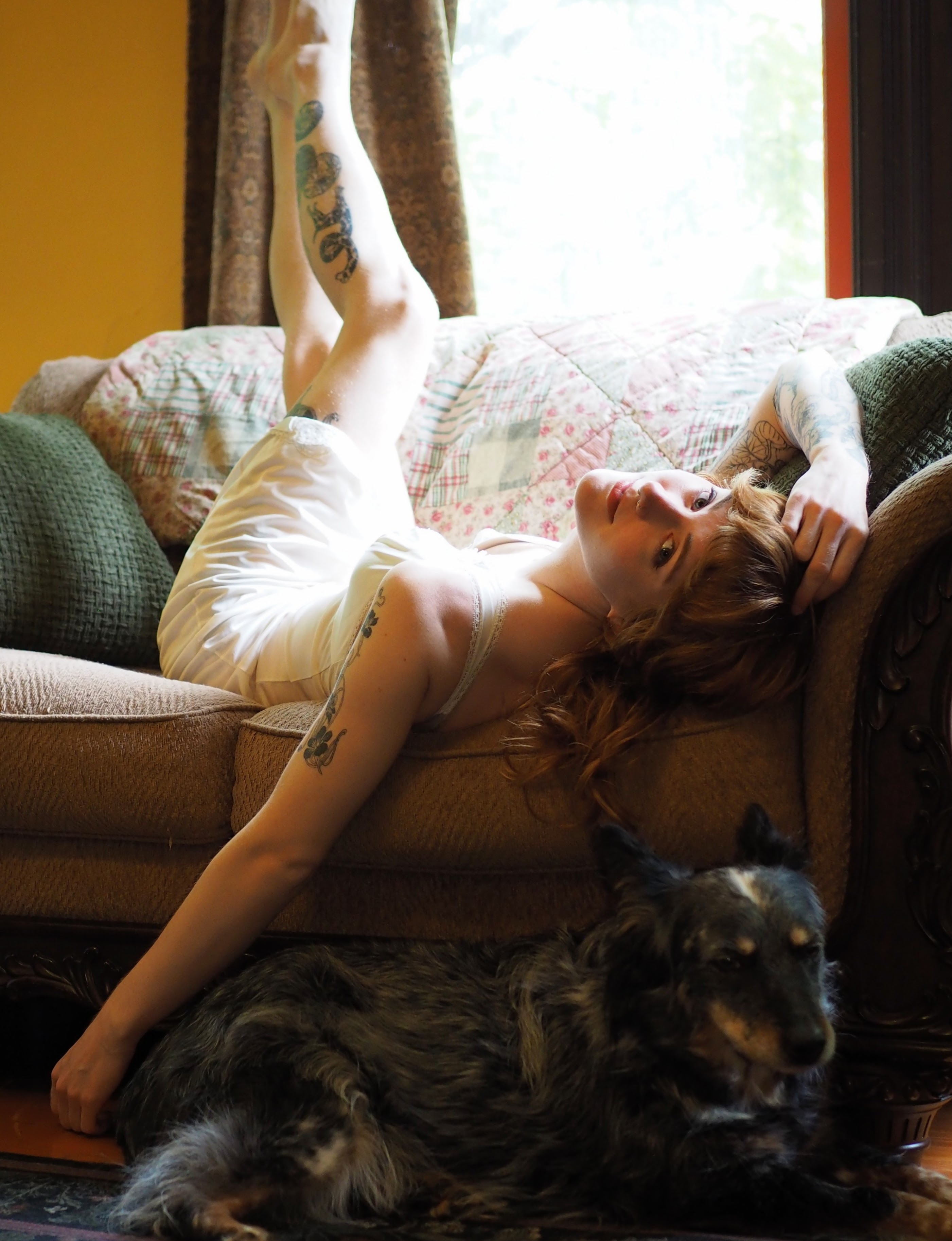Malia relaxing on a couch